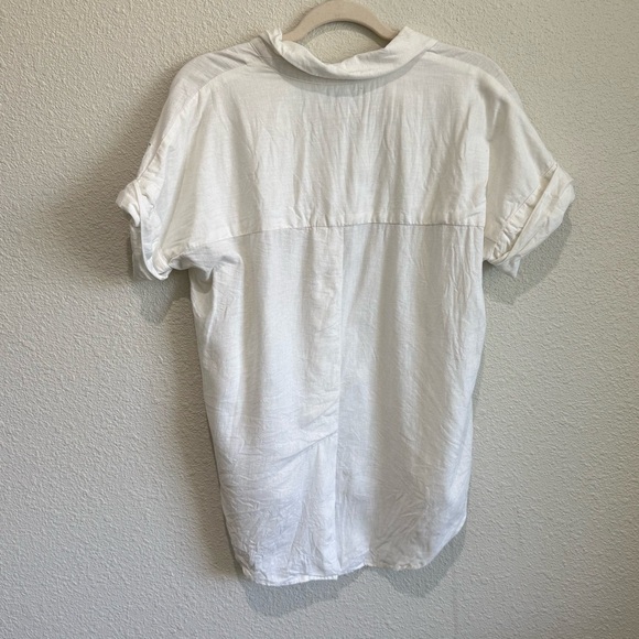 Madewell XS Linen-Blend Hayden Popover Top in White Coastal Boho Lagenlook Beach - Picture 10 of 10